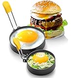 Two Sizes 3' 4' Non-stick Egg Rings, Round Griddle accessories for Indoor Camping,Breakfast...
