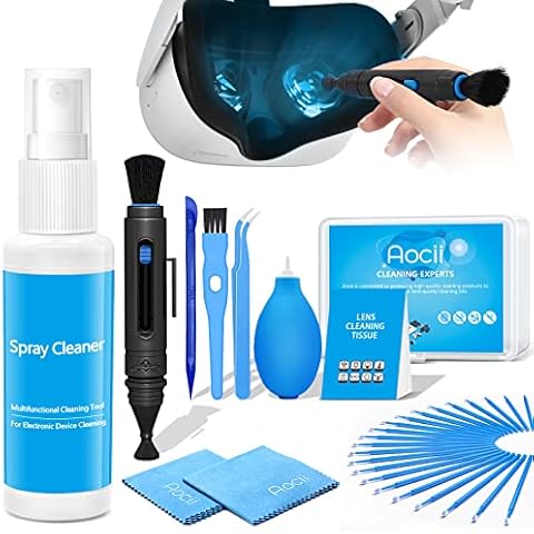 VR Headset Cleaning Kit, VR Lens Cleaner, Lens Pen Cleaner Kit for Oculus Quest 2/Hololens 2/Xbox/PS4/Wii, Cleaning kit for Camera Game Controller VR Accessories, Phone Cleaning Kit Blue Cover