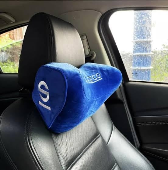 Image of Sparco Neckrest Pillow Universal Comfortable Head-Rest Neck-Rest Pillow Adjustable Cervical Universal, Blue, 1 piece
