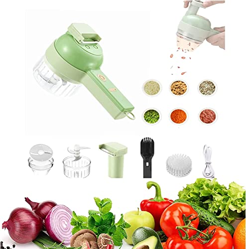 Ensemble de coupe-légumes électrique portable 4 en 1, hachoir à ail électrique rechargeable par USB, mini hachoir électrique multifonction, pour ail, poivre, piment, oignon, céleri, gingembre, viande