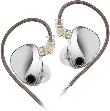 KZ Castor Wired Earbuds, In-Ear Earbuds, Dual Dynamic Drivers, for Musicians and Singers, Receptable, HIFI Sound Quality, 2dd Tuning Switch Silver No Mic