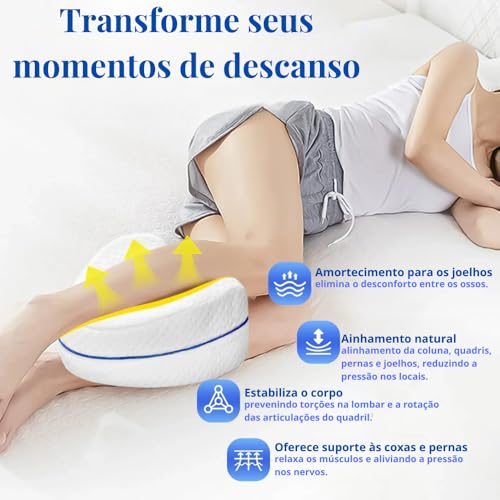 Travesseiro Ortopédico Leg Pillow Premium com Espuma de Memória - Almofada de Suporte Lavável, Confo