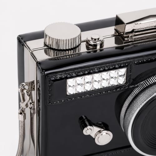 Image of QZUnique Women's Camera Shaped Casual Cross body Shoulder Handbag Purse | Novelty Whimsical Design, Funky Style with Punk and Retro Appeal, PU Leather,70S 90S Vintage Bag for Parties and Travel