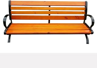 Banco de jardim ao ar livre, banco de pátio banco de parque ao ar livre, banco ao ar livre, banco de lounge de varanda com banco de encosto, assento de madeira maciça de alumínio de pátio de jardim l