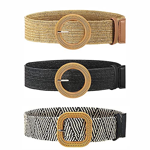 WWFF 3 Stück Geflochtener Strohgürtel, Strohgürtel Für Frauen, Stroh Gewebter Gürtel, Damen Taillengürtel, Für Reisen, Party, Picknick, Country-Musik, Boho Nicht Poröser Gewebter Gürtel Cover