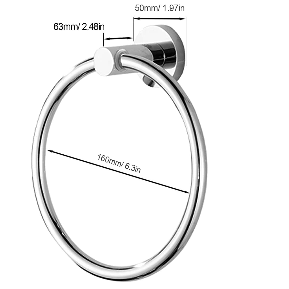 Toallas, anillo de toalla cromado, anillo toallero de pared de acero inoxidable 304, toallero redondo para cuarto de baño, cocina, acabado cepillado