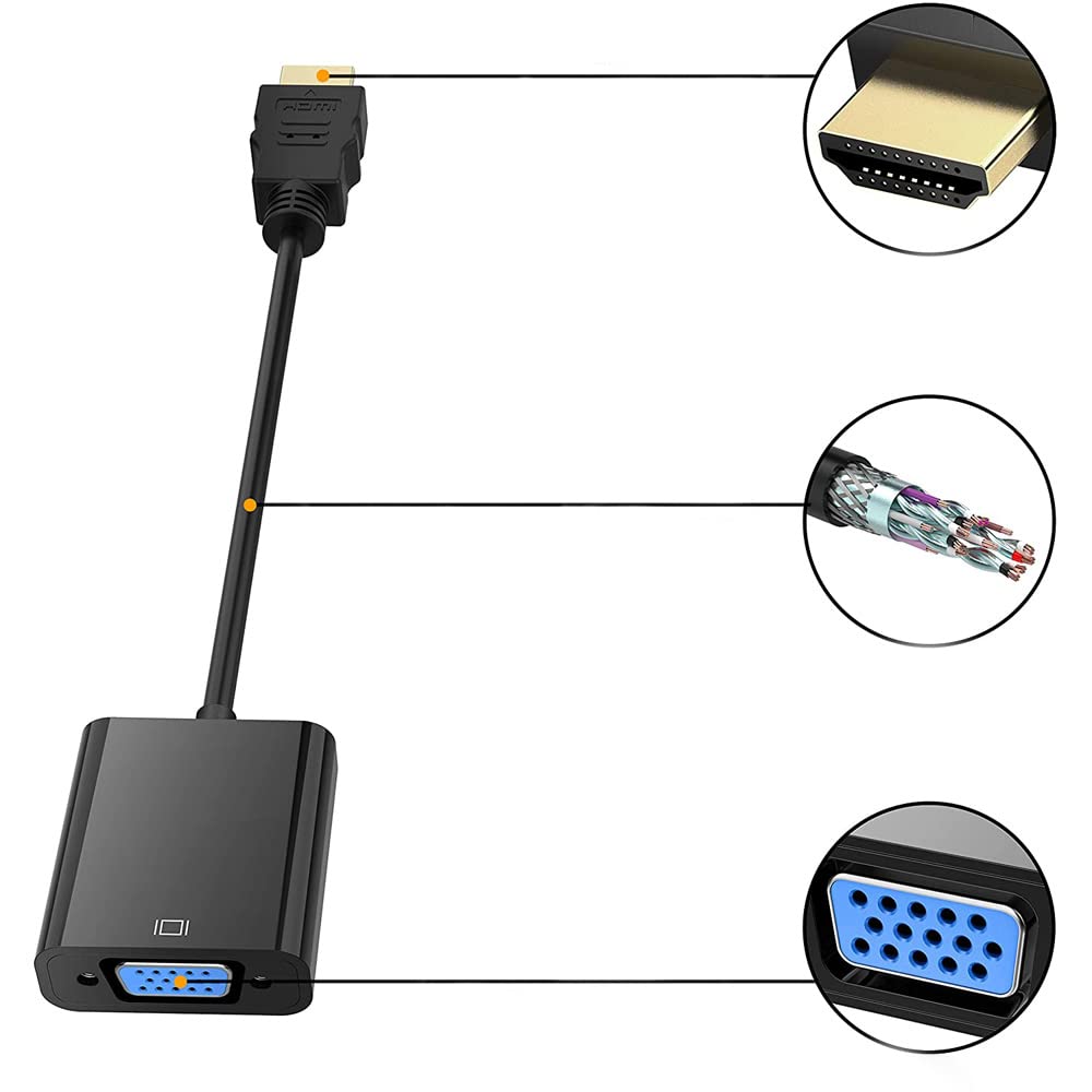 Retoo DVI - Convertitore VGA da 26 cm, da DVI-D 24+1 a VGA, supporta 1920 x 1200, 1080p 60Hz, adattatore VGA, connettore DVI e VGA, da digitale ad analogico, per PC, schede grafiche, giochi, laptop