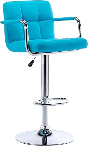 Miniatura 10 de Vogue Furniture Direct Taburetes de bar cuadrados modernos de piel sintética, taburetes de bar giratorios ajustables con respaldo y brazos, sillas