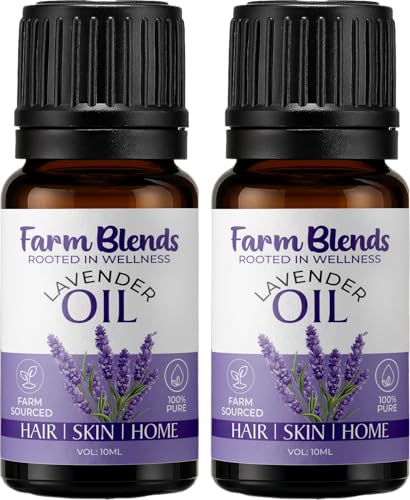 Image of Farm Blends Bulgarian Lavender Essential Oil 100% Undiluted Pure | For Hair Growth, Rejuvenated Skin, Relaxed Sleep, Diffuser | Farm To Home | Natural | Lavandula angustifolia|10ML + 10ML (Pack of 2)
