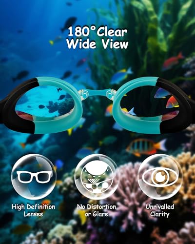 Image of Kids Swim Goggles, Anti-fog and UV Protection with Swim Cap for Age 3-15 Youth Boys Girls Toddler