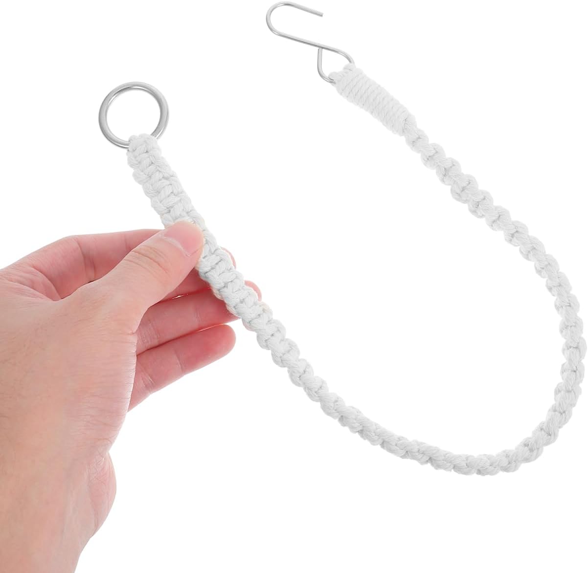 Kisangel Macrame Plant Hanger Extenders 2-Pack Adjustable Cotton Rope with Hooks for Indoor Outdoor Hanging Flower Pot Basket Extension Balcony Porch D Cor