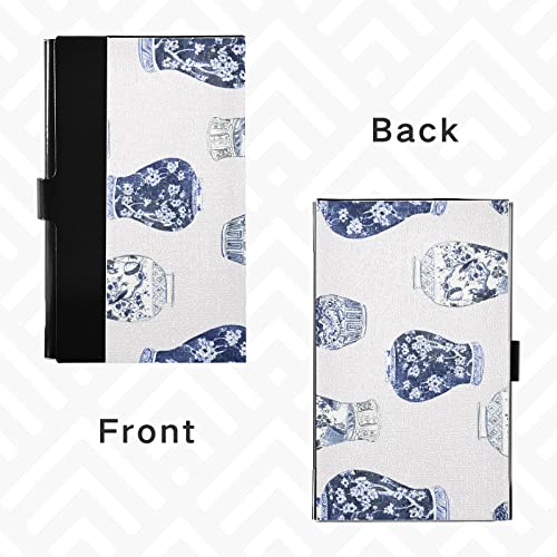 susiyo Blue and White Porcelain Flowers Business Card Holder, Slim Business Name Card ID Case Pocket Organizer Professional PU Leather & Stainless Steel for Men & Women4