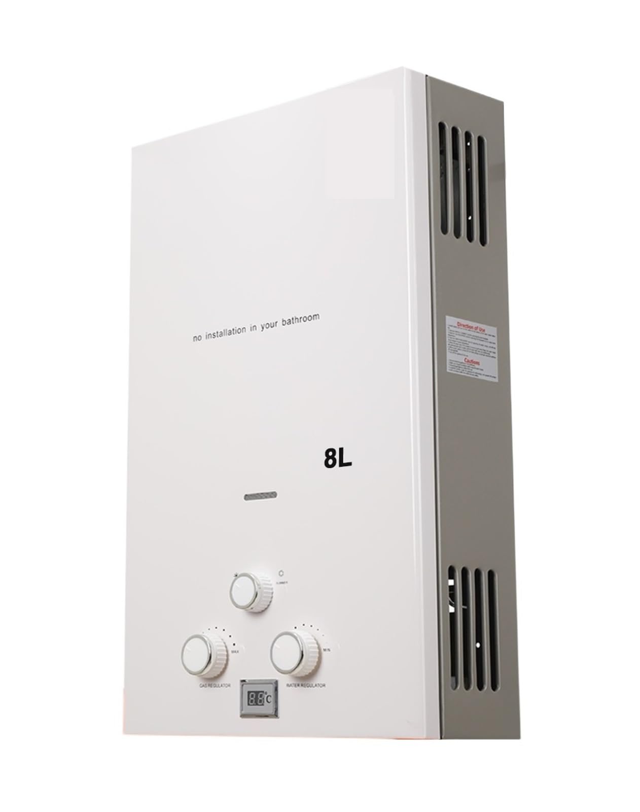 Mooilko Bianco 8L Tankless Propane Gas Water Heater 16Kw Lpg Instant Hot Water Heater Boiler Led Display Outdoor Camping With Shower Head Kit Easy To Use(Bianco)