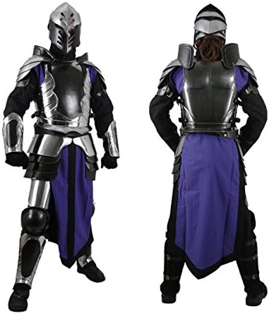 NauticalMart Black Ice Armour Set Complete Set Black/Silver Medium 18 Gauge Steel Medieval Full Suit Of Armor LARP Combat Reenactment Cosplay Halloween Costume