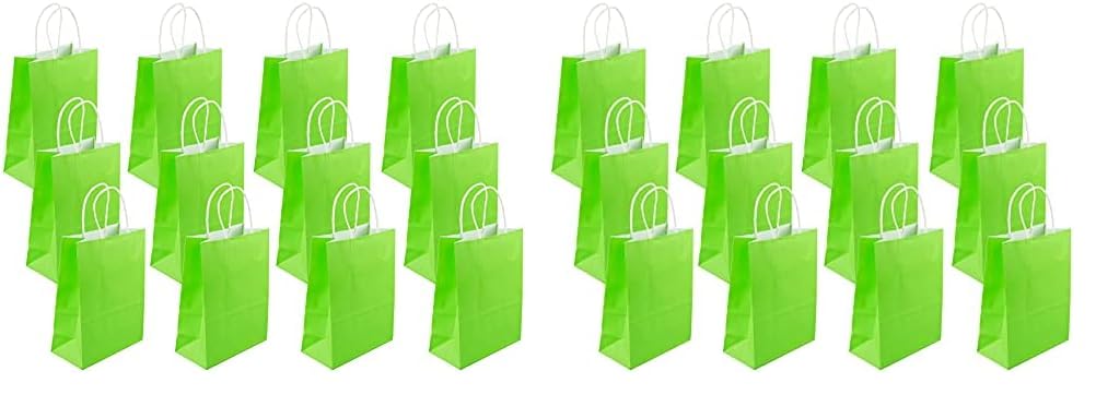 R-Moment Paper Gift Bags 12 Pieces Set Eco-Friendly Paper Bags With Handles Bulk Paper Bags Shopping Bags Kraft Bags Retail Bags Party Bags 15X21X8cm Color Green, Psb2911G