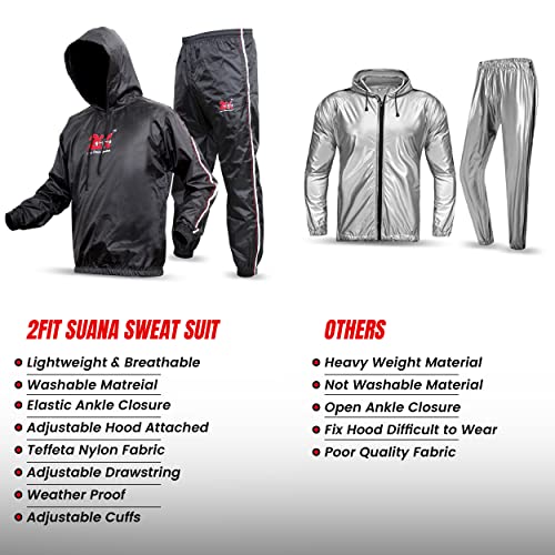 2Fit Heavy Duty Sweat Suit Sauna Exercise Gym Suit Fitness, Weight Loss, Antirip (Large) #TOP4