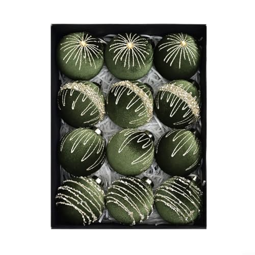 Weihnachtsdeko Innenbereich 24 12 Stück 8 cm Samt Weihnachtsbaumkugeln Set aus Kunststoff mit...