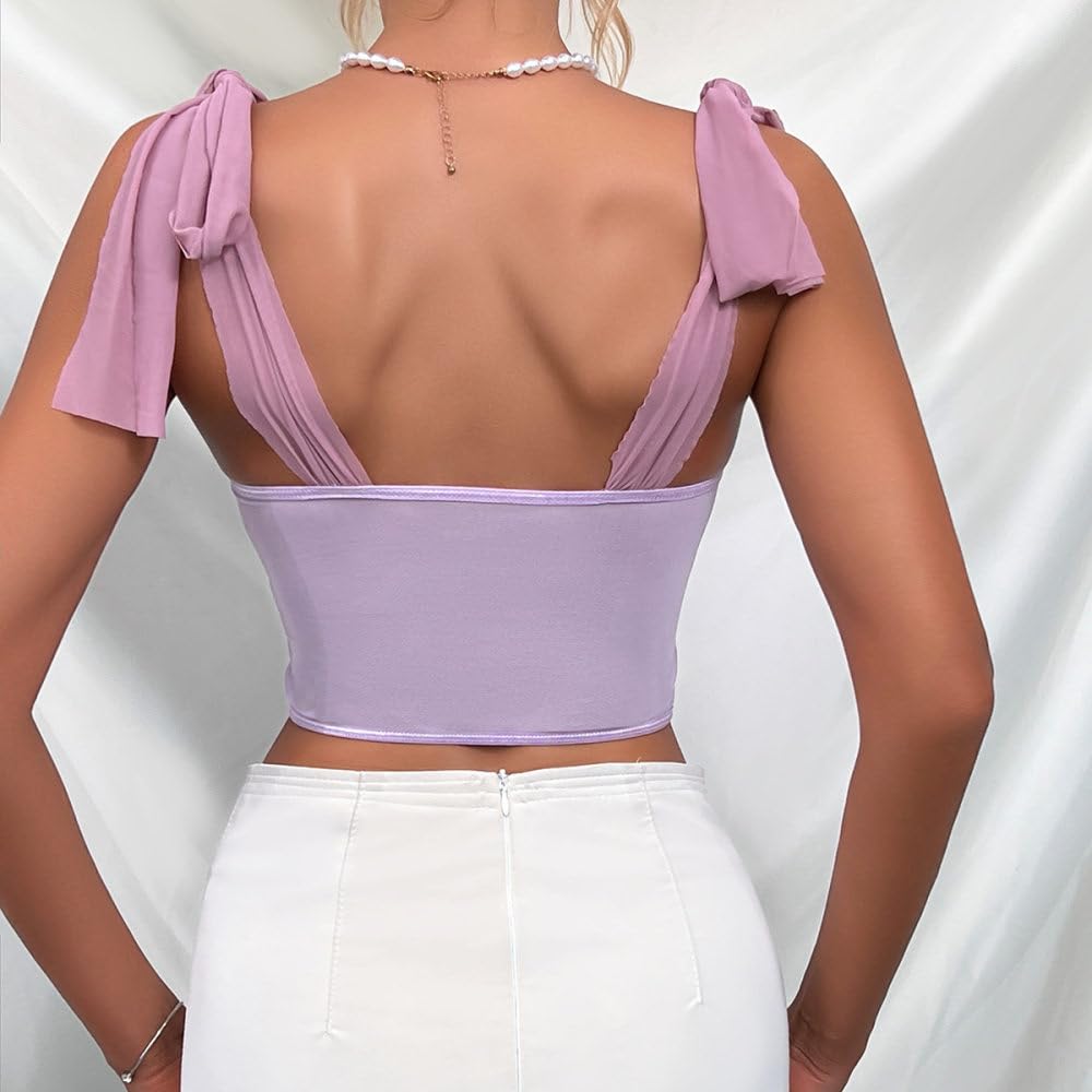 Korsett Damenelegantes Spitzenkorsett Für Damen, Lila, Sexy Spaghettiträger, Überbrust-Bustier-Korsett, Boho, Schlankes Korsett Mit Knochen, Body Shaper, Dessous, Hochzeit, Party, Club, Bh-Oberte