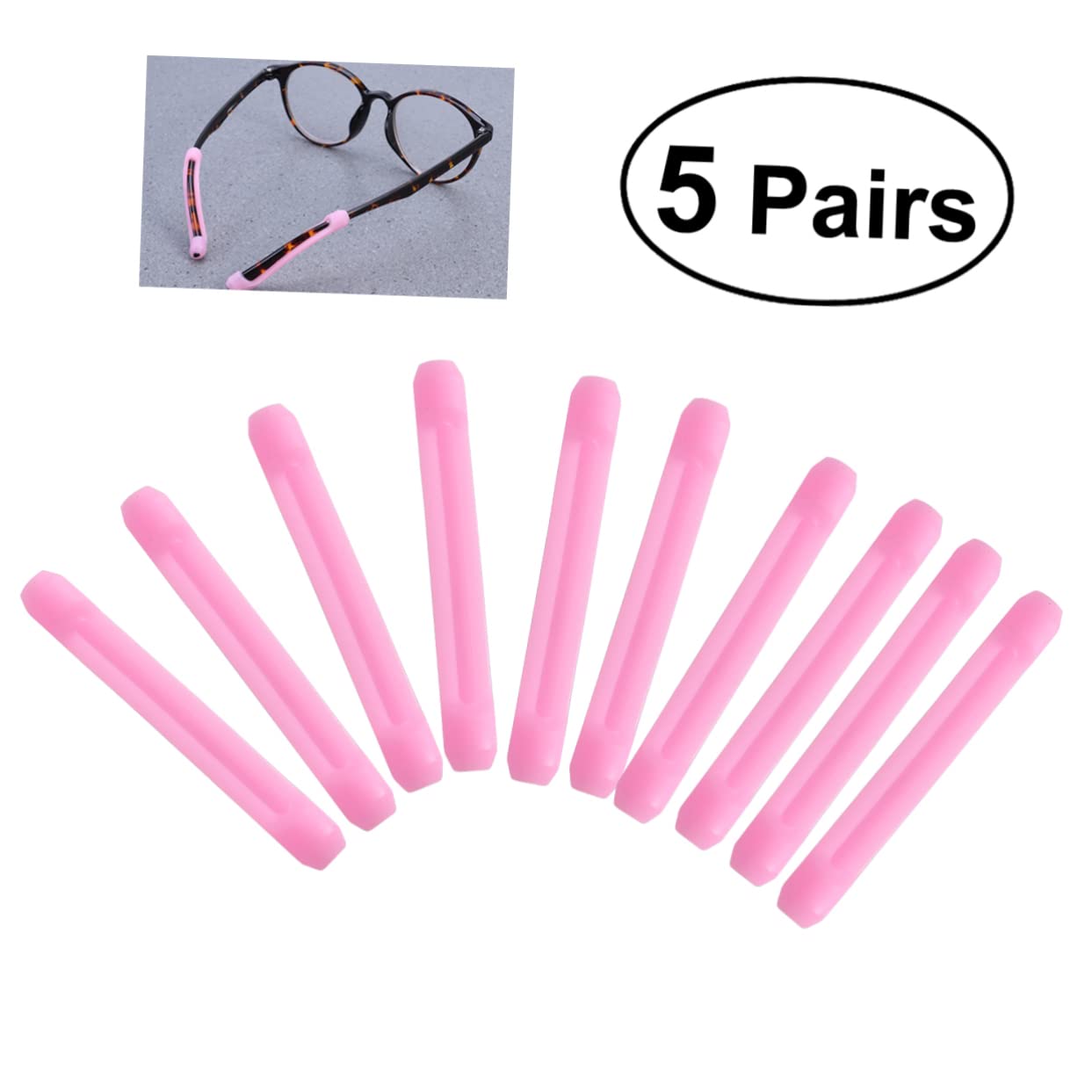SEWACC Prevent Glasses from 5 Pairs of Silicone Ear Tips for Eyeglasses Sunglasses Eye Wear Accessories