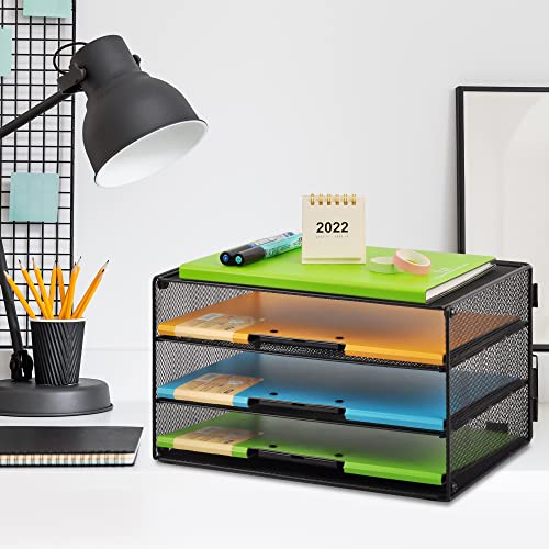 Gdindinfan Paper Letter Tray Organizer, 3 Tier Mesh File Tray Desktop Paper Sorter, Black #TOP4