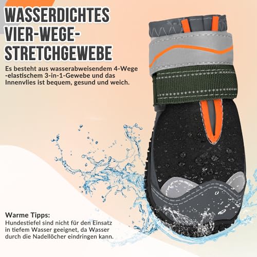Eyein Hundeschuhe Pfotenschutz, 2 Stück Wasserabweisend Hundeschuhe mit Rutschfester Sohle und reflektierendem Klettverschluss für kleine, mittlere und große Hunde, Sport im Freien (Schwarz, Größe 0)