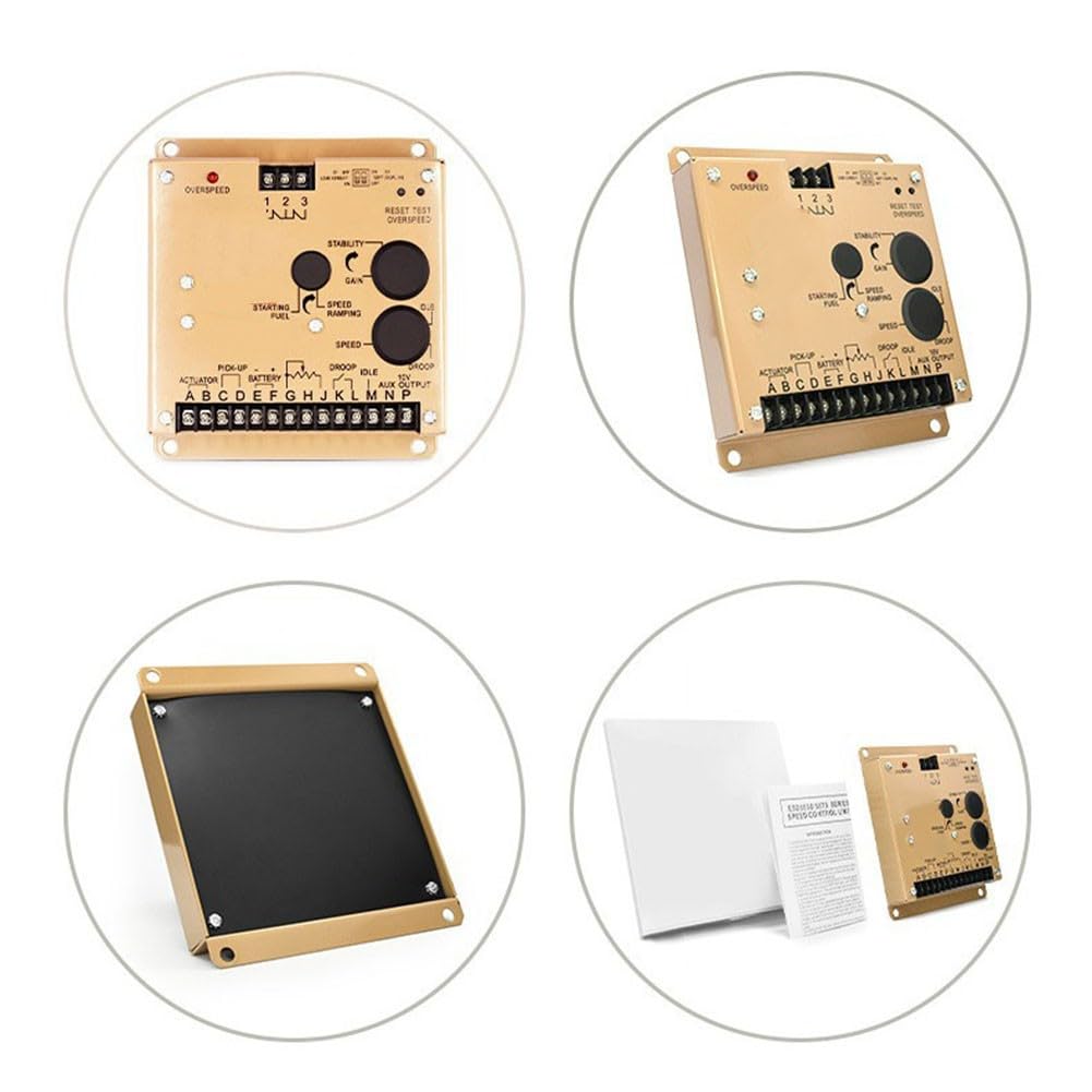 ESD5570E elektroniczny regulator prędkości do generatora diesla, metalowa obudowa z zabezpieczeniem przed przekręceniem, regulowane parametry zapewniające stabilną kontrolę prędkości