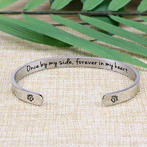 Dog Memorial Cuff Bracelet Remembrance Loss Of Pet Jewelry Sympathy Gift Engraved Pets Name (2. For All Dogs) #TOP4