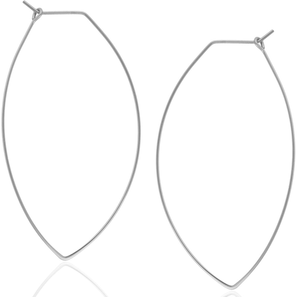 Marquise Threader Big Hoop Earrings for Women - Hypoallergenic and Safe for Sensitive Ears - Plated in 18k Gold or 925 Sterling Silver