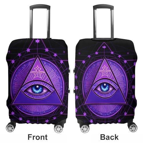 Blue Triangle Eye Stars Masonic Symbol Art Zipper Travel Luggage Suitcase Protector Baggage Cover Anti-Scratch Luggage Case Waterproof Protective Cover for 19-32 inch Suitcase, 3D Print3