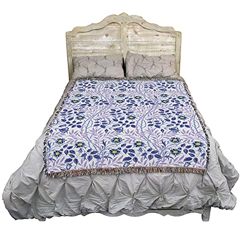 Image of Pure Country Weavers William Morris Sweetbriar Lavender Blanket - Arts & Crafts - Gift Tapestry Throw Woven from Cotton - Made in the USA (72x54)