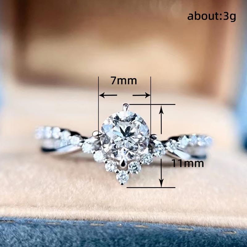 925 Sterling Silver Promise Ring Engagement Proposal Wedding Ring Fashion Four Claw Crown V Ring Princess Imitation Moissanite Ring Cocktail Ring Round Cut Cubic Zirconia Wedding Promise Ring?8?