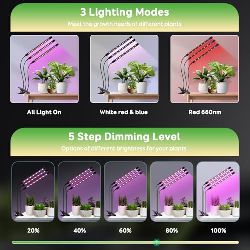 Lampe de croissance pour plantes d'intérieur LED 3 têtes 120 LED - 4