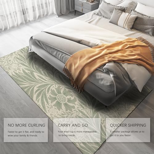 Tapis fleur et feuillage Morris 60x180cm lavable doux - 5