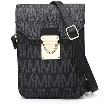 MKP Bolsa tiracolo feminina moderna, leve, fofa, pequena, para celular, carteira, bolsa de ombro com fecho de pressão, Preto/branco, 5"W x 7"H x 1.5"D, Ocidente