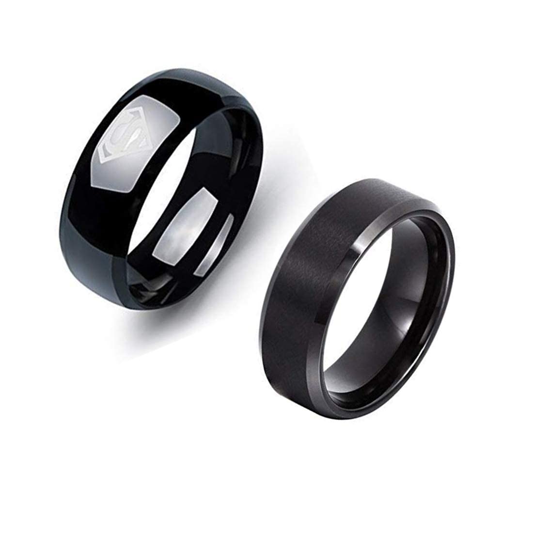 Yellow Chimes Black Rings for Men | Pack of 2 Combo Rings Stainless Steel Ring| Superman Black Band Ring for Men and Boys| Ideal Gift For Men and Boys (B07YNHST6C) Amazon Price History, Amazon Price Tracker