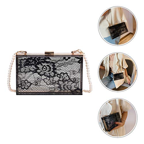 KESYOO Bolsa de Acrílico Bolsa de Renda Elegante Bolsa de Noite Com Alça de Corrente de Pérola Bolsa
