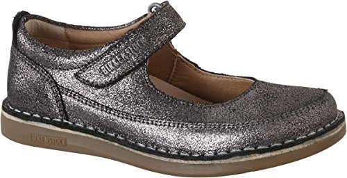 Birkenstock June Kids Mary Jane Shoes, NL Metallic Silver, 7-7.5 Big Kid