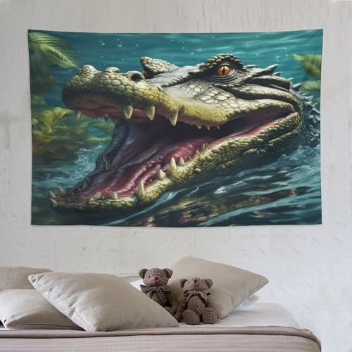 Tapisserie murale crocodile 150x230cm PAZZK en tissu imprimé 3D