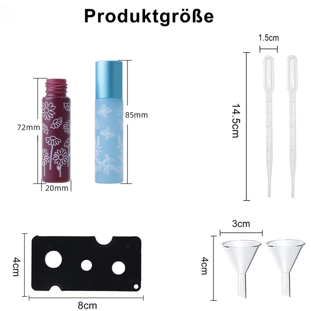 ConStore 6x Roll-On-Flaschen 10 Ml – Leere Glasflaschen Mit Edelstahl-Rollball, Nachfüllbar Für ätherische Öle & Parfüm