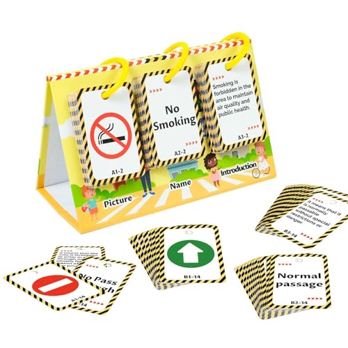 Tarjetas de estudio, tarjetas flash para aprender, 72 placas de calle, tarjetas flash interactivas educativas, juguetes educativos para tráfico educativo, juego de reglas de tráfico para edades de 3