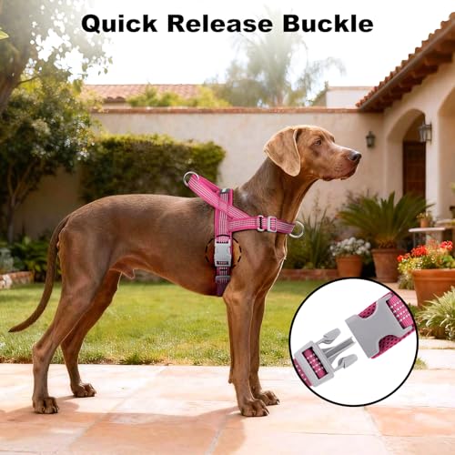 No Pull Dog Harness with Handle, Adjustable Soft Mesh Padded Vest | Reflective Walking Harness with Front Clip for Small Medium Large Dogs, Quick Fit No Escape for Training, Pink, M - Image 7