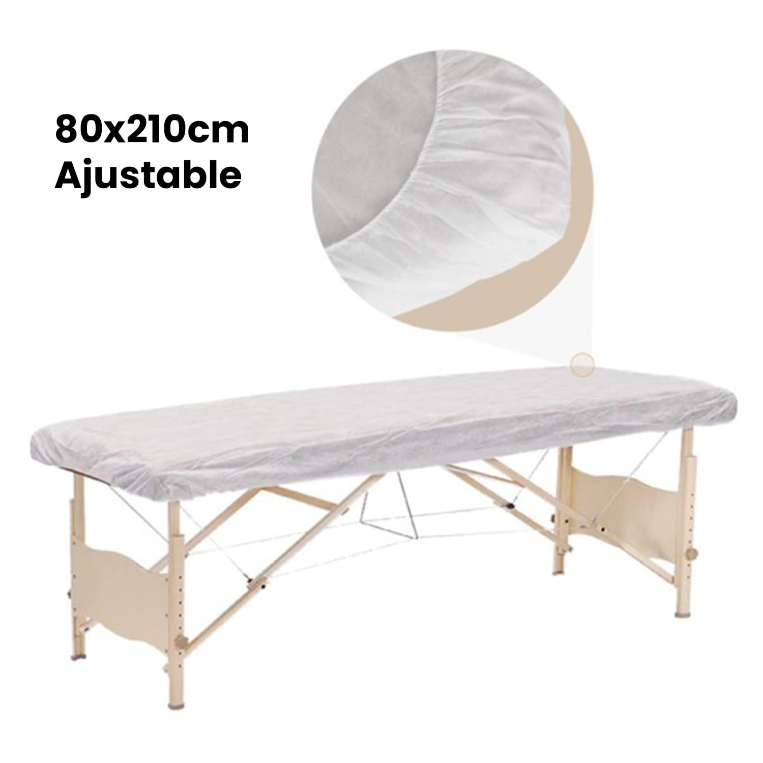 Sabana de camilla Desechable Ajustable de Polipropileno 80x210cm Funda de masaje TNT SMS (100)