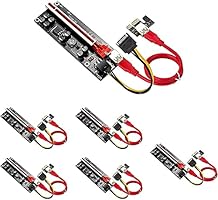 PCIE Riser 1X bis 16X Adapter, V009-Plus Pcie Grafikkarten GPU Riser-Karte für Ethereum ETH Bitcoin-Mining-Geräte, Digitale Cryptocurrency Mining Rig (6 Stück)