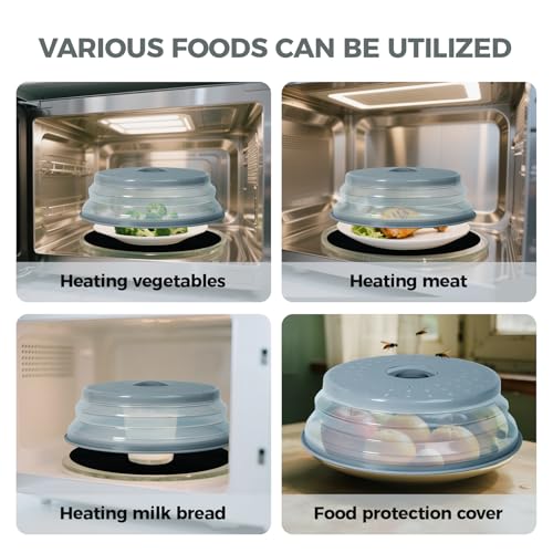 Image of 12 inch Large Microwave Splatter Cover & Silicone Mat, Foldable Food Cover and Raised Handle, BPA-Free Splatter Guard Lid, Multi-Purpose Heat-Resistant Mat for Pots,and Kitchen