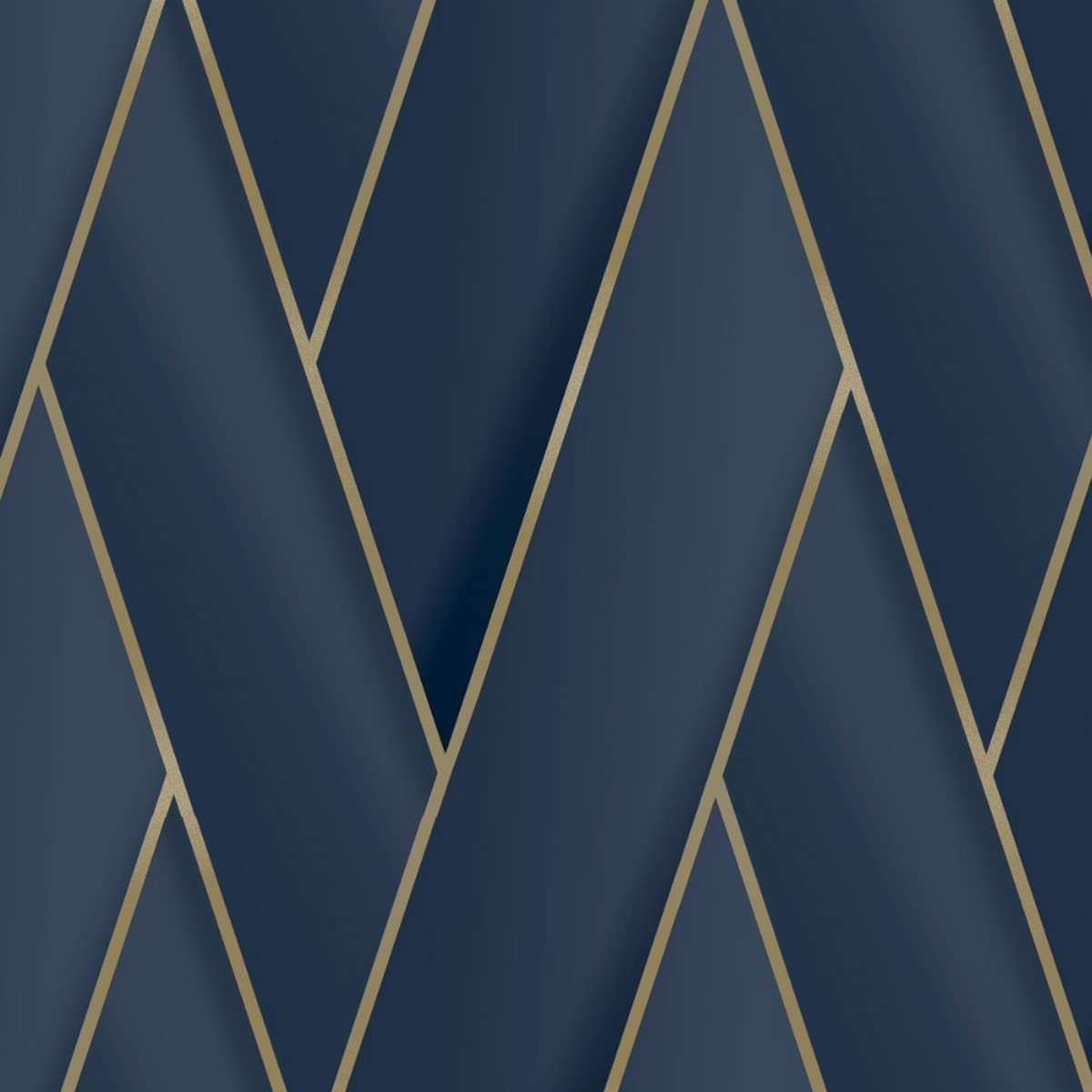 B&Q -  Armando Herringbone Lattice Geometric Navy Gold Wallpaper 2121