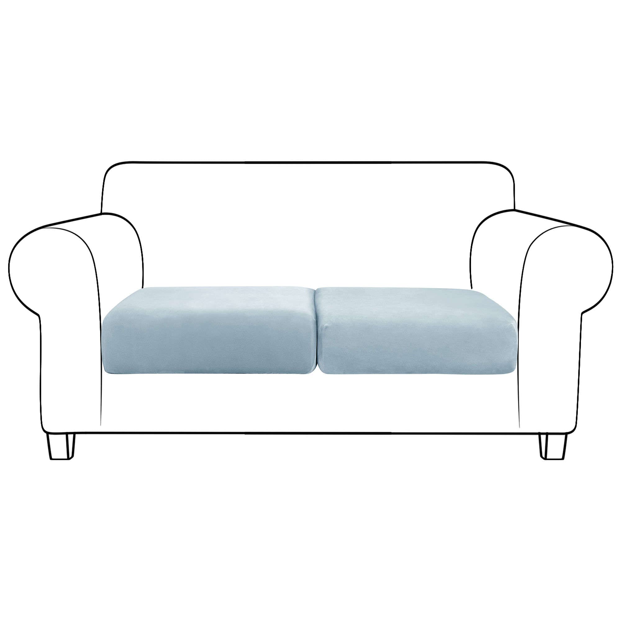 JHLD Velvet Sofa Seat Cushion Covers, Stretch Sofa Cushion Covers Elastic Couch Cushion Cover Sofa Seat Cover Removable Washable For Chair, Loveseat-Light blue-2 Piece โ image 1