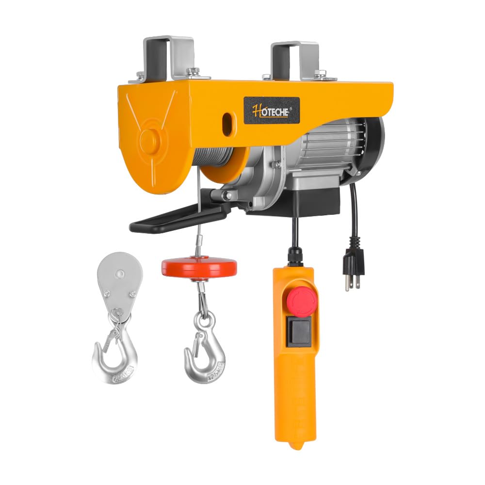 Hoteche Elektrische Seilwinde 230V, 125/250KG Tragfähigkeit, 12m Stahlseil, 560W Motor – Hebezug für Industrie & Haushalt