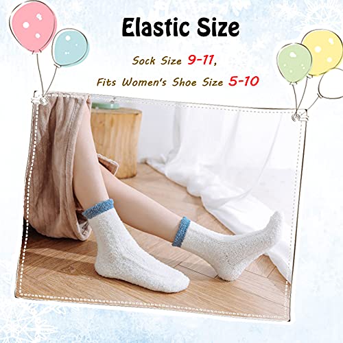 Image of LANLEO 5 /6 Pairs Womens Super Soft Fuzzy Plush Warm Winter Home Sleeping Slipper Socks
