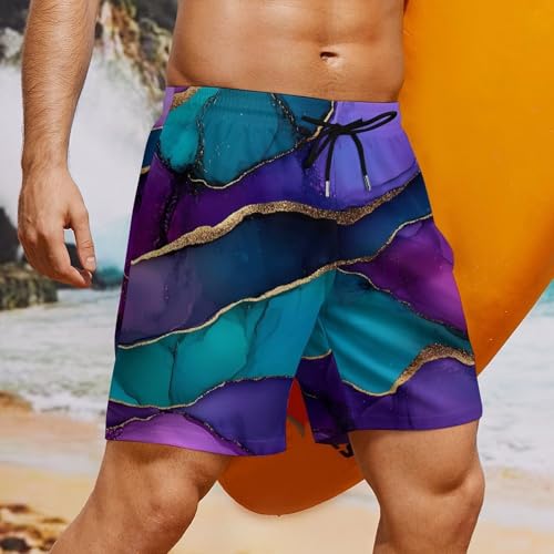 Pantalones cortos de playa de diseño abstracto con cordón elástico para hombre 3