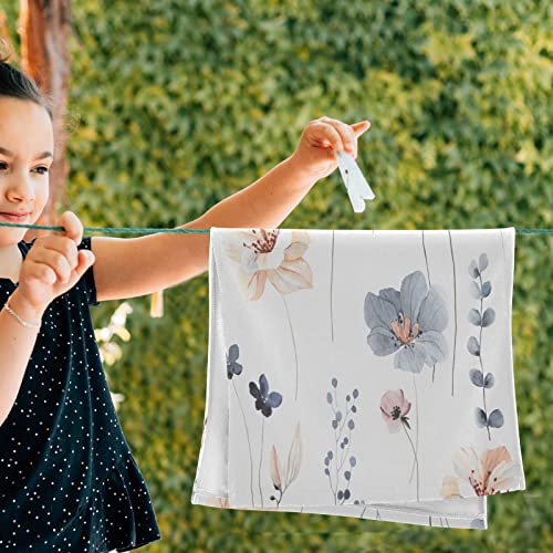 Shustary 2 Pack Watercolor Floral Hand Towels For Bathroom,Microfiber Soft Absorbent Blue Beige Flowers Modern Minimalist White Kitchen Dish Towels Decorative Bath Hand Towel For Face,Gym,Spa 14"X28" #TOP4